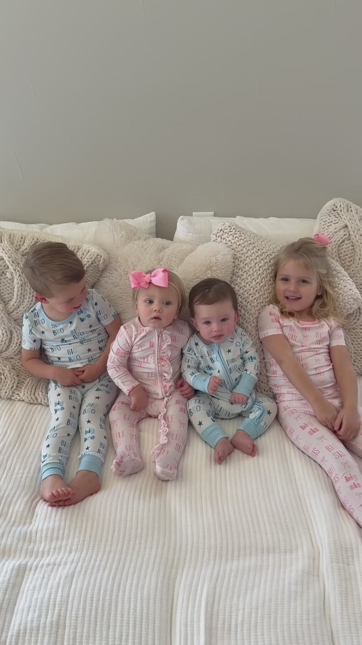 big/little bro and sis sibling matching pajamas 