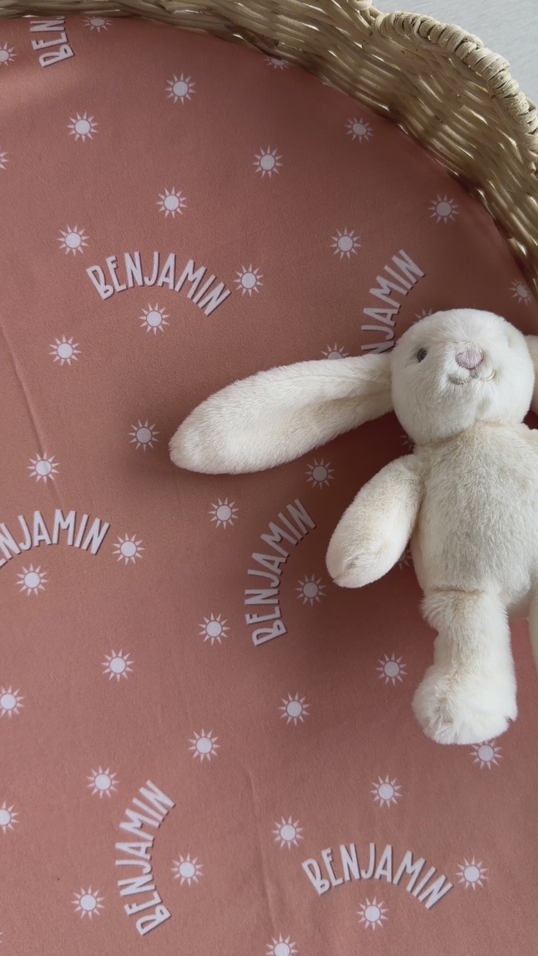 rust personalized swaddle blanket for boys with suns 