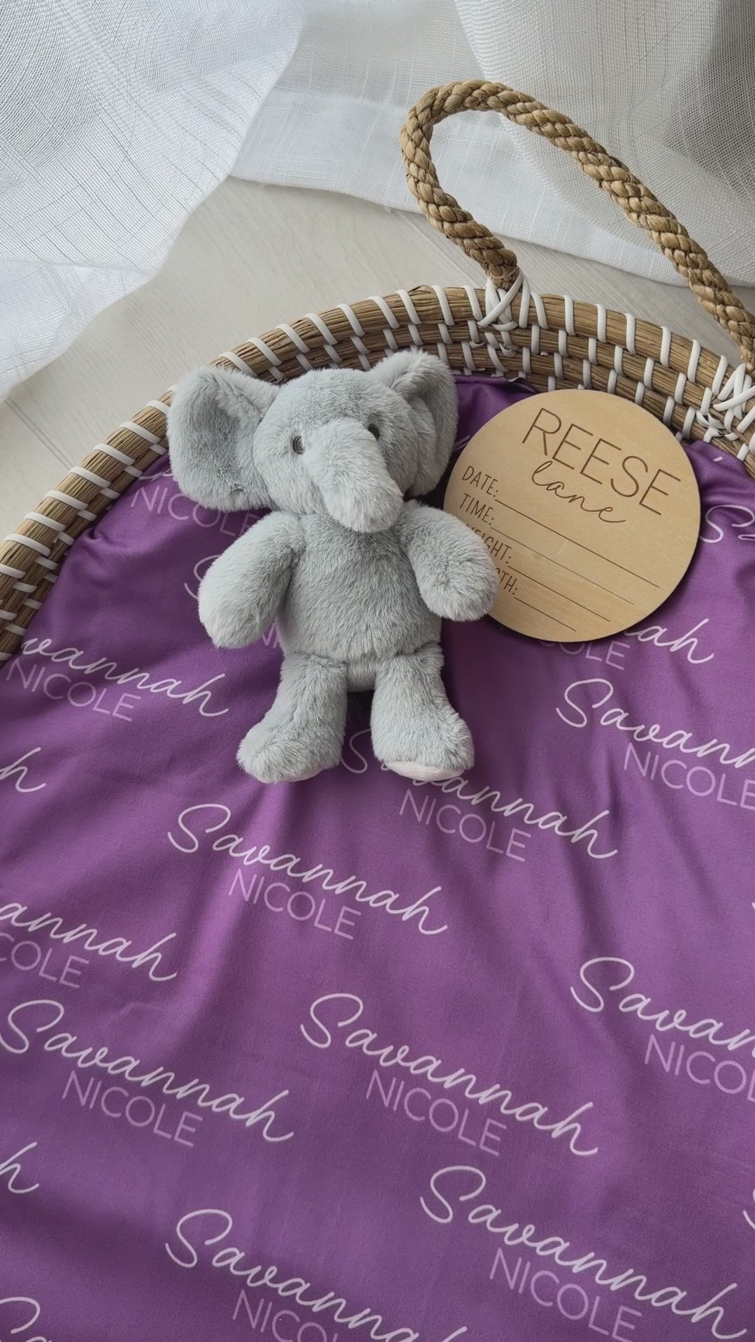 plum velvet personalized swaddle blanket for girls 