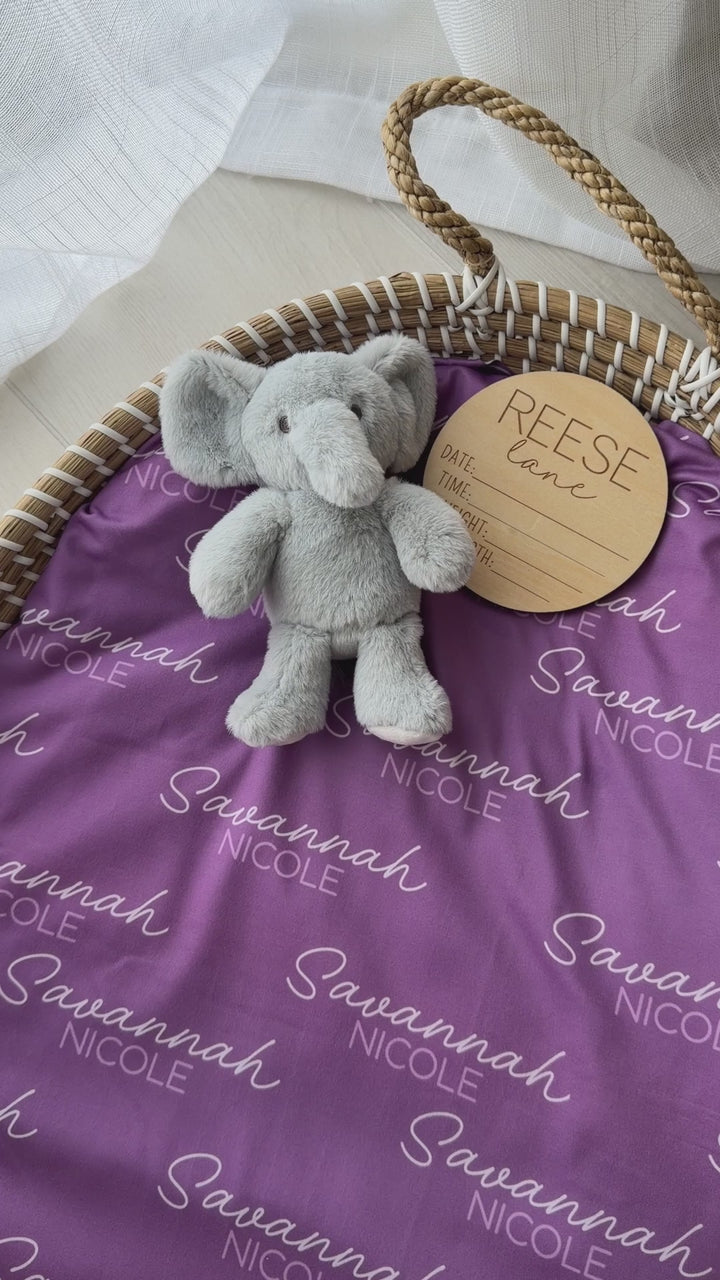 plum velvet personalized swaddle blanket for girls 
