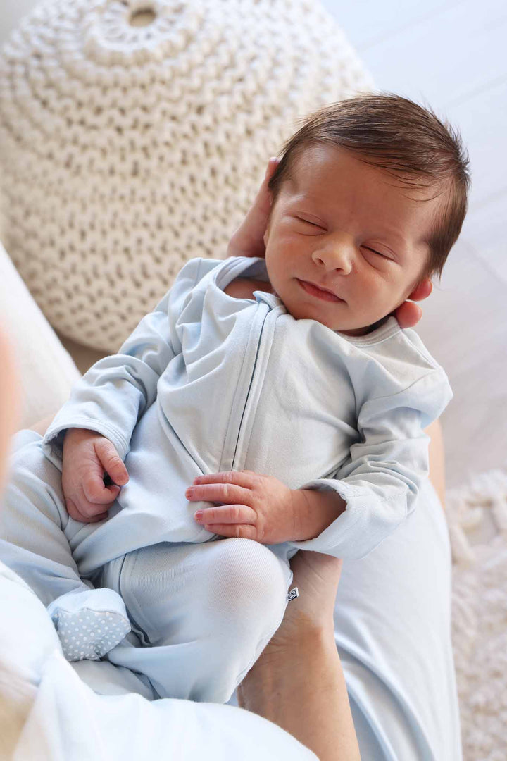 baby blue zipper footie bamboo video