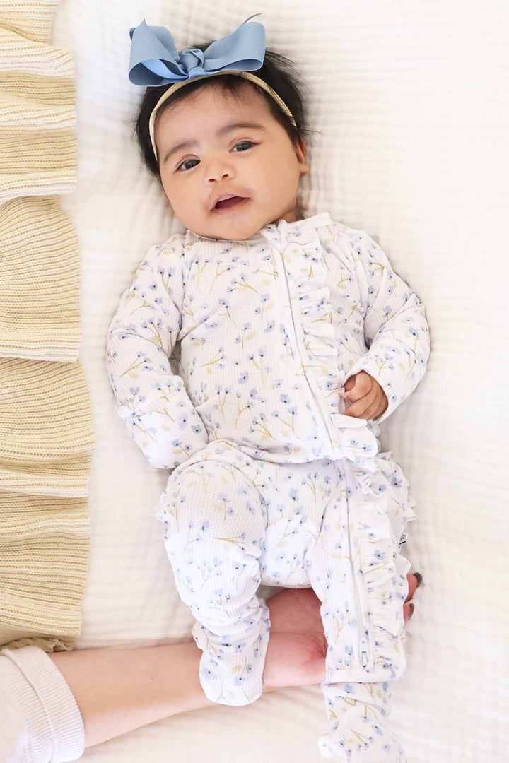 BLUE FLOWER RUFFLE FOOTIE VIDEO