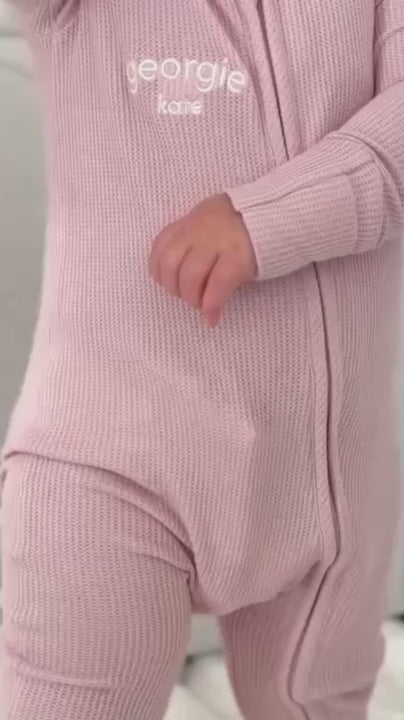 Embroidered Bamboo Waffle Convertible Zip Rompers | In Bloom