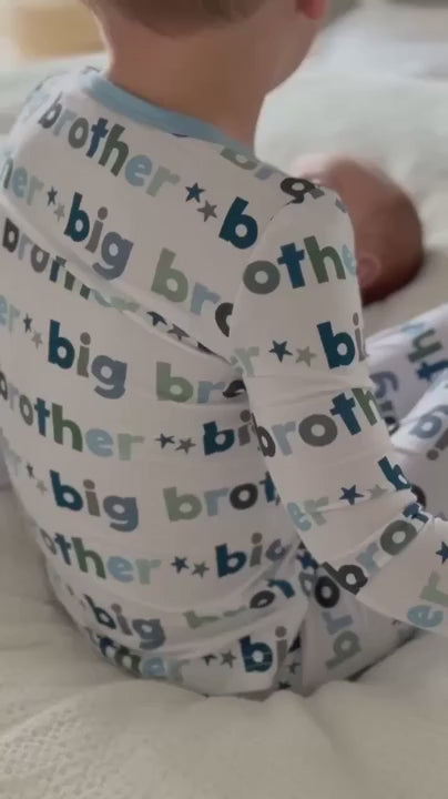 big brother two piece pajama set for boys blue and white 