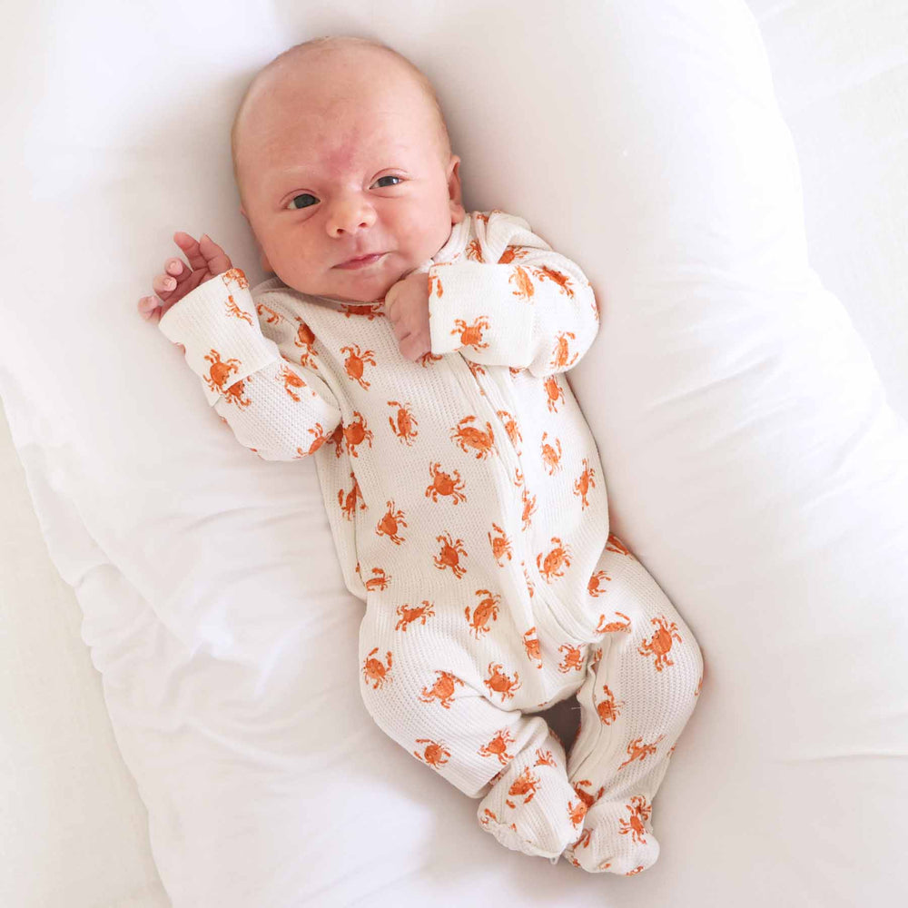 crab waffle footie for babies