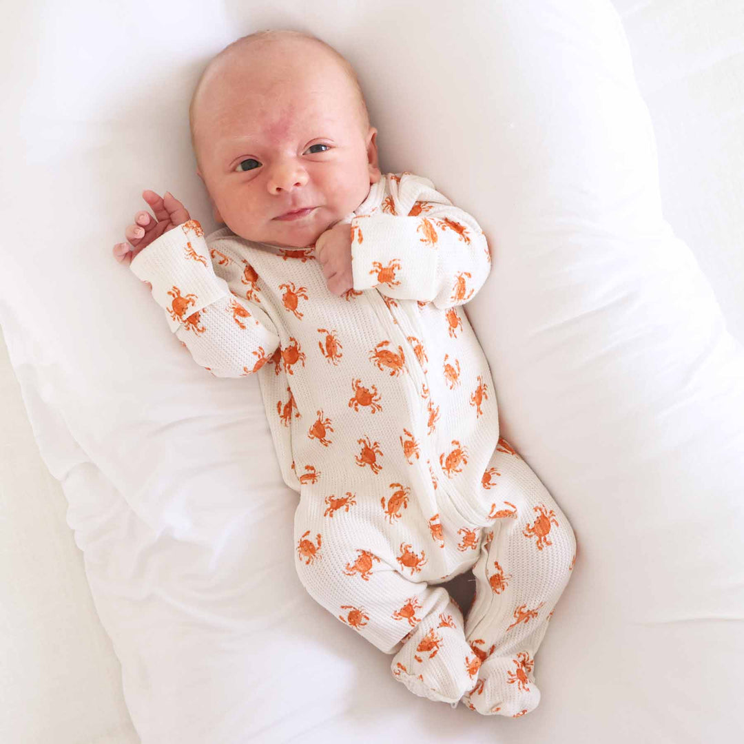 crab waffle footie for babies