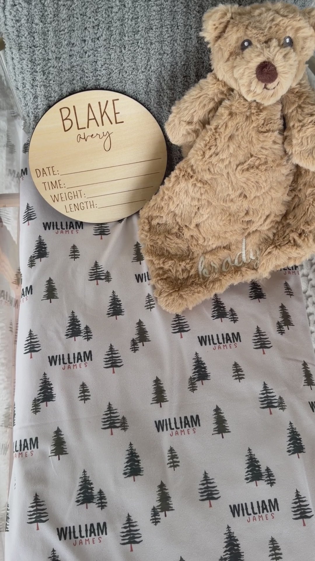 evergreen tree personalized swaddle blanket for boys 