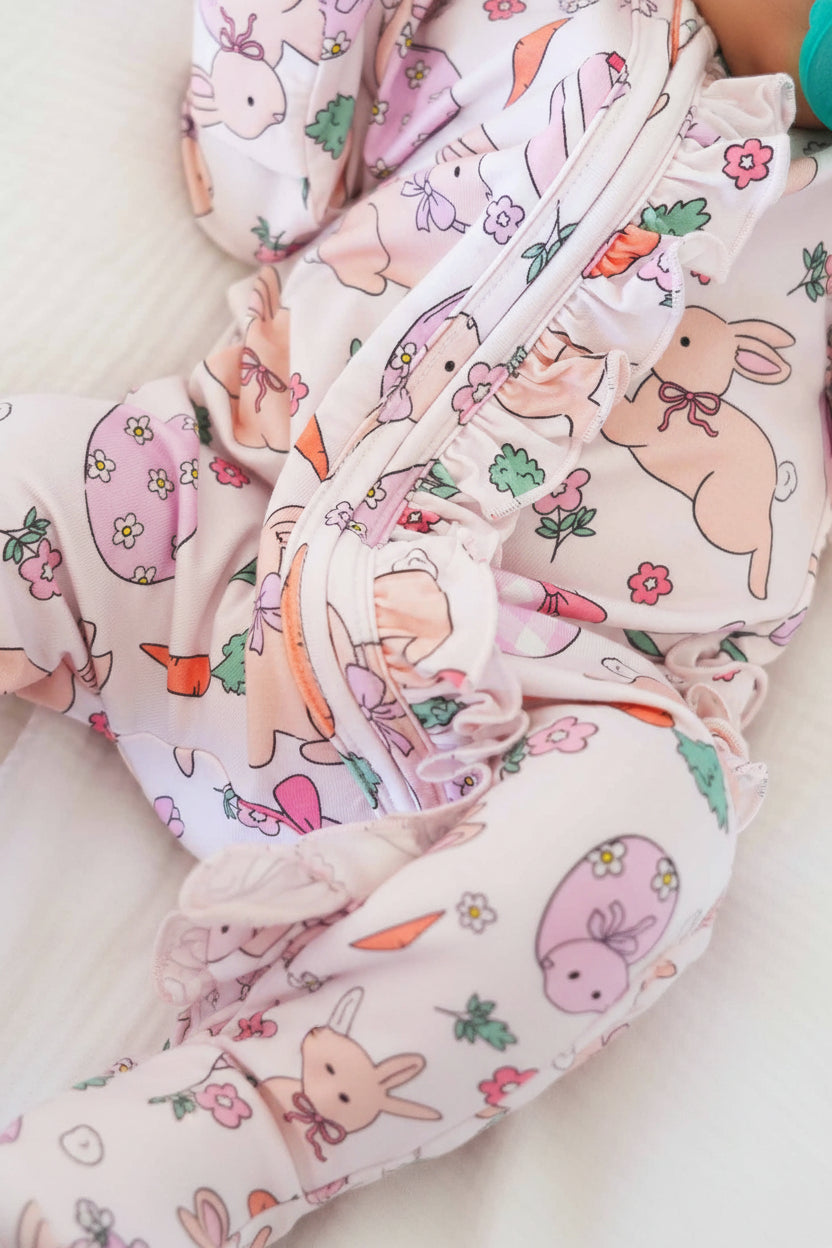 pink easter ruffle footie video