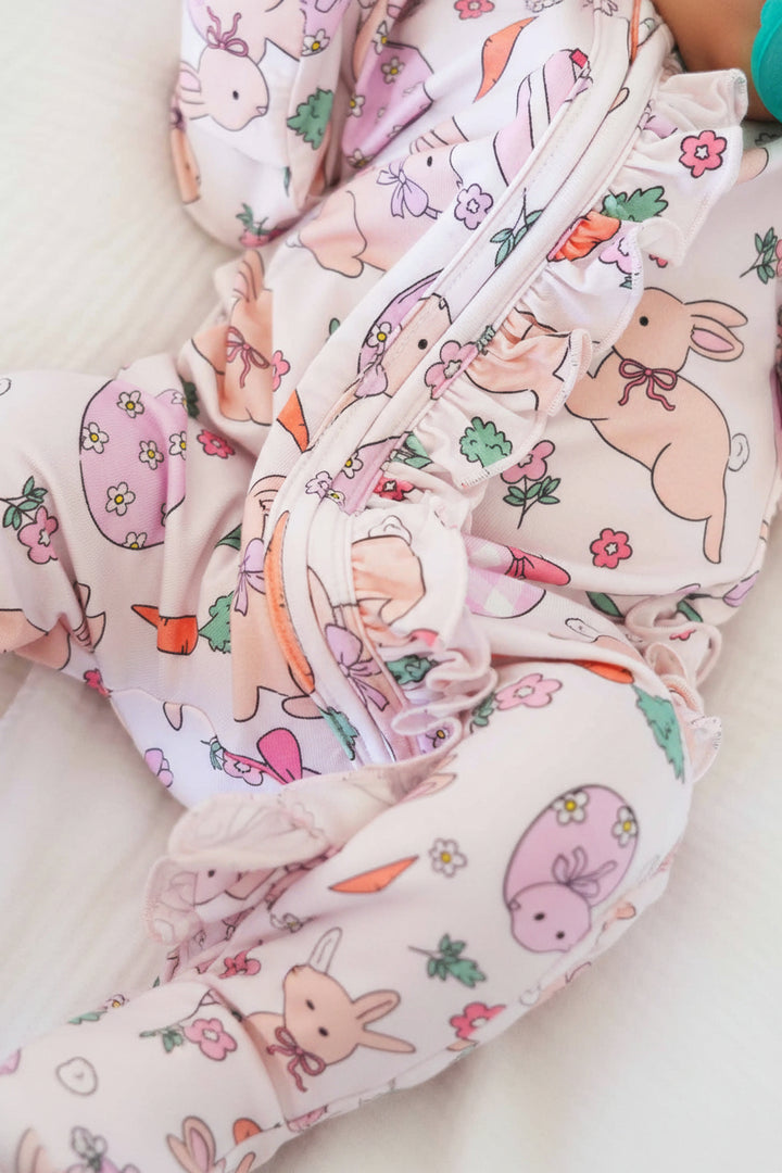 pink easter ruffle footie video