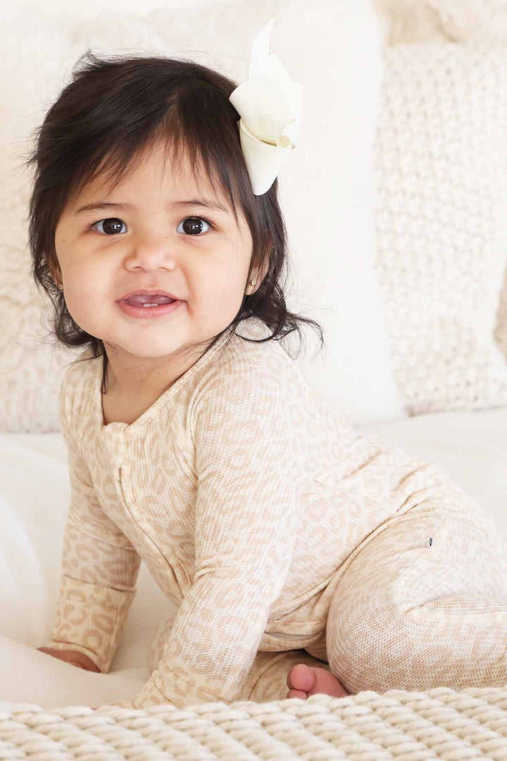 NEUTRAL LEOPARD PJ ROMPER VIDEO