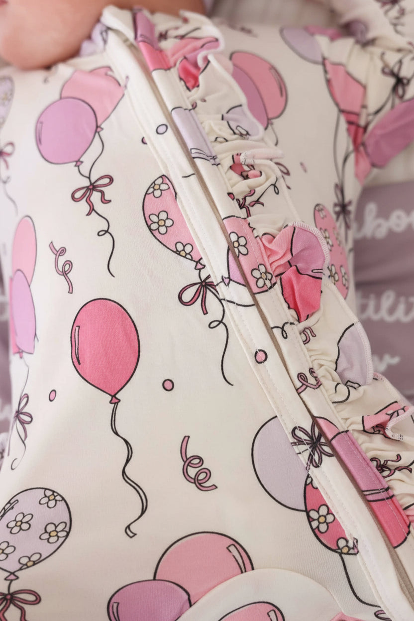 PINK PARTY BALLOON RUFFLE FOOTIE