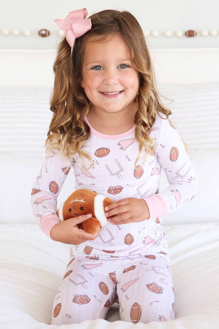 girls football bamboo pajama set