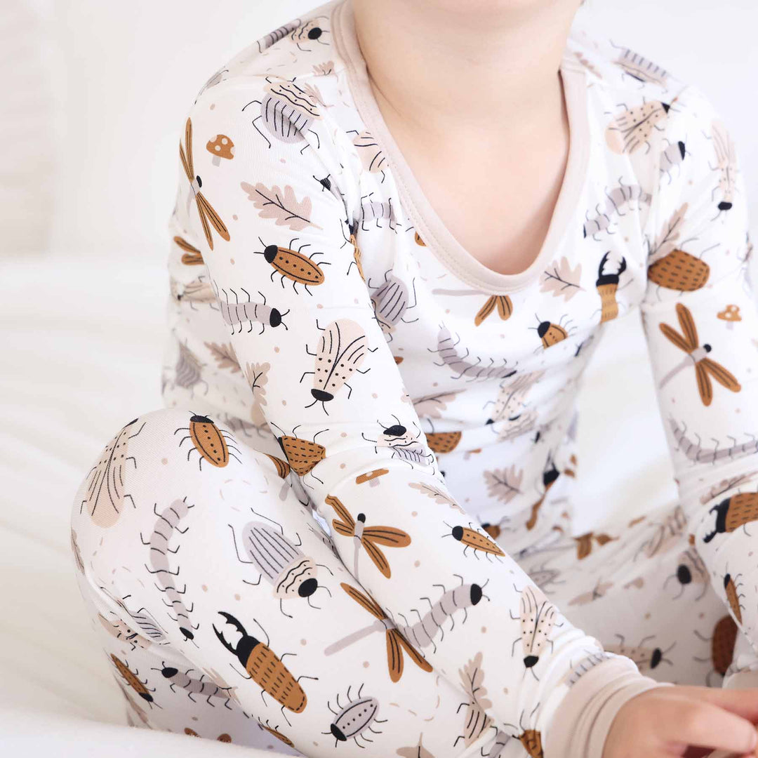 neutral bug pajama set for kids 