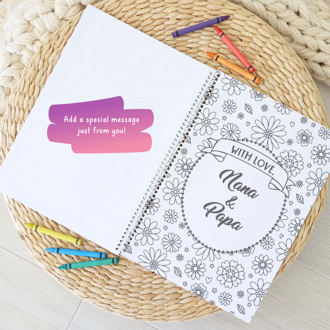 personalized princess coloring book for kids with message