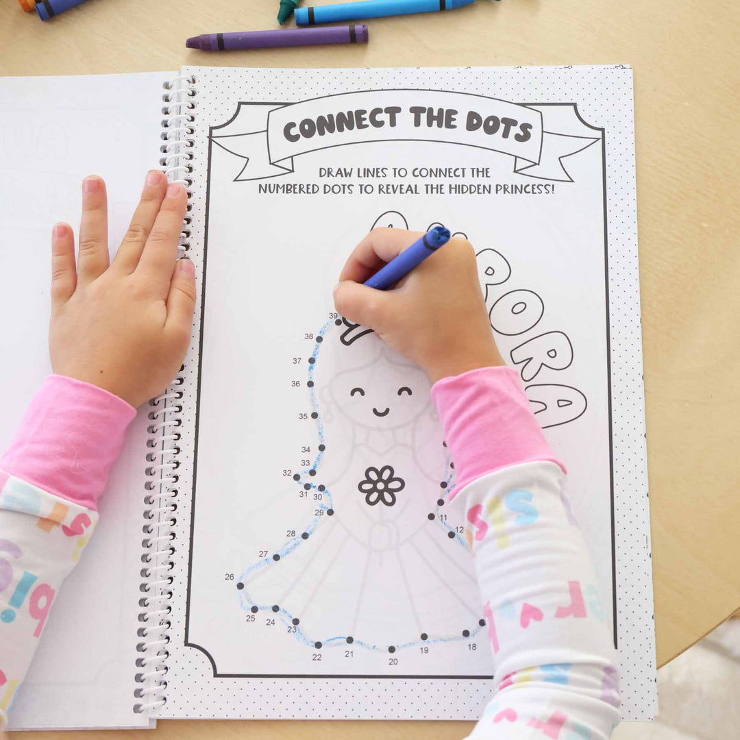connect the dots princess coloring book with child's name 