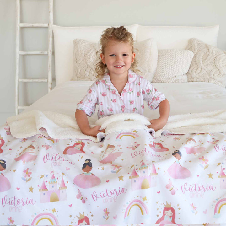 princess personalized sherpa blanket for kids 
