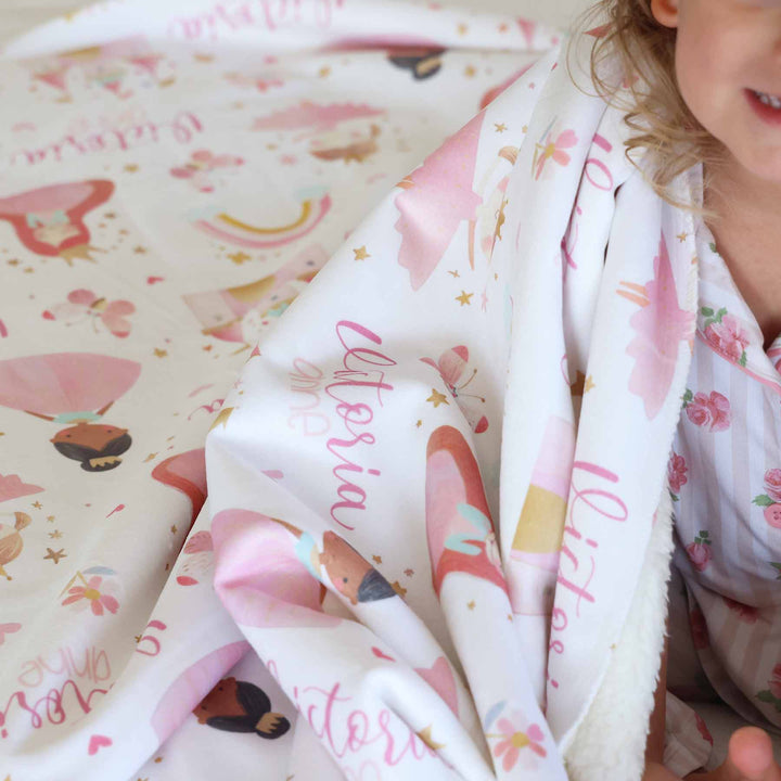 sweet princess personalized sherpa blanket for kids pink 