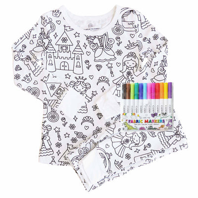 floral colorable pajamas for kids 