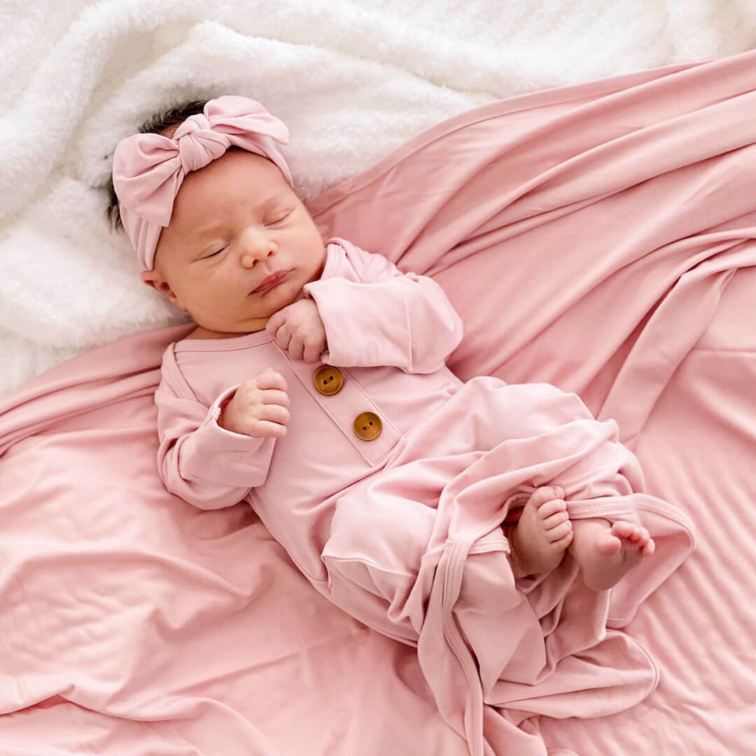 petal pink knot gown for babies 
