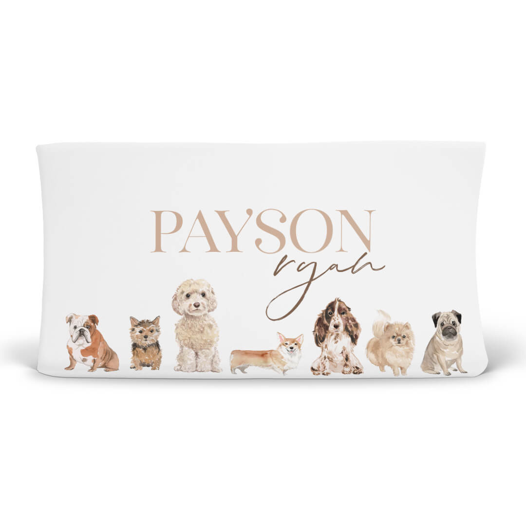 puppy personalized changing pad cover