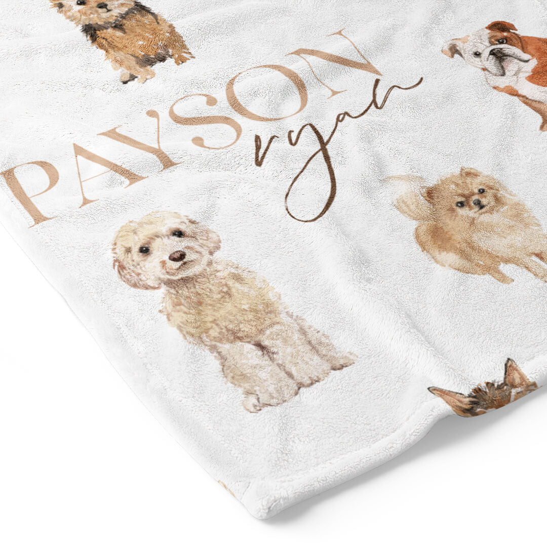 personalized toddler blanket with puppies