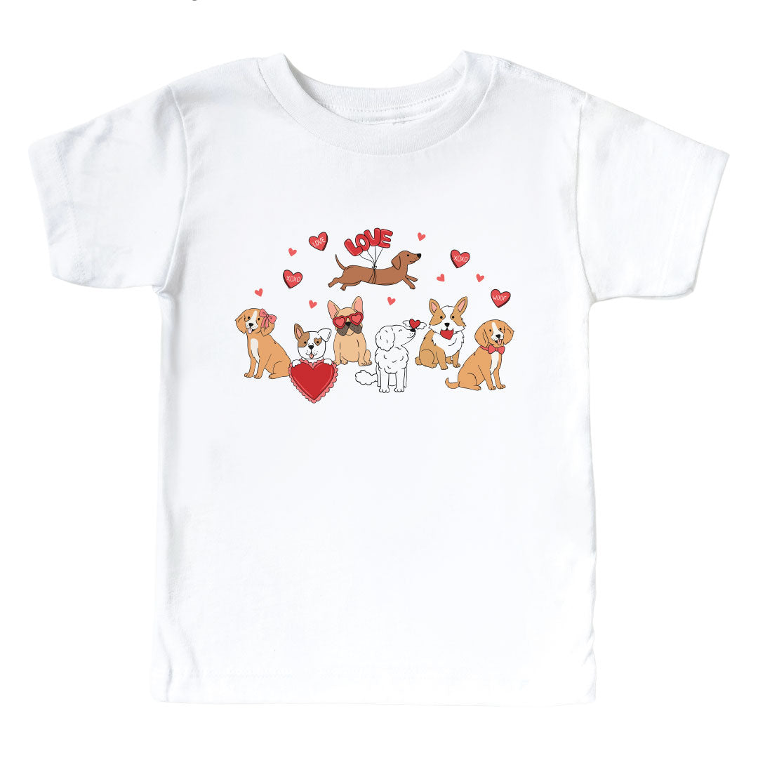 valentine's day dog graphic tee for kids 