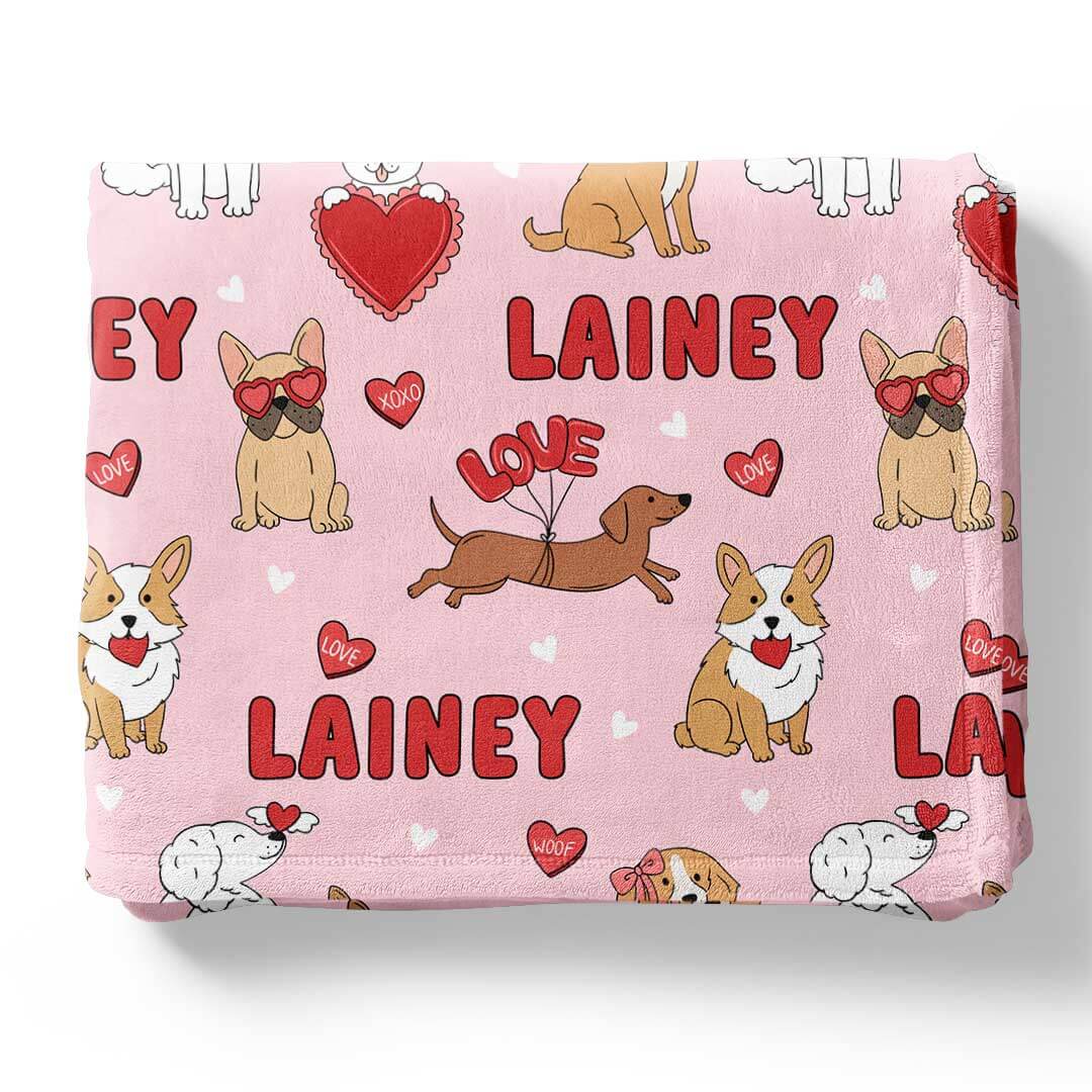 Pups & Kisses Personalized Kids Blanket