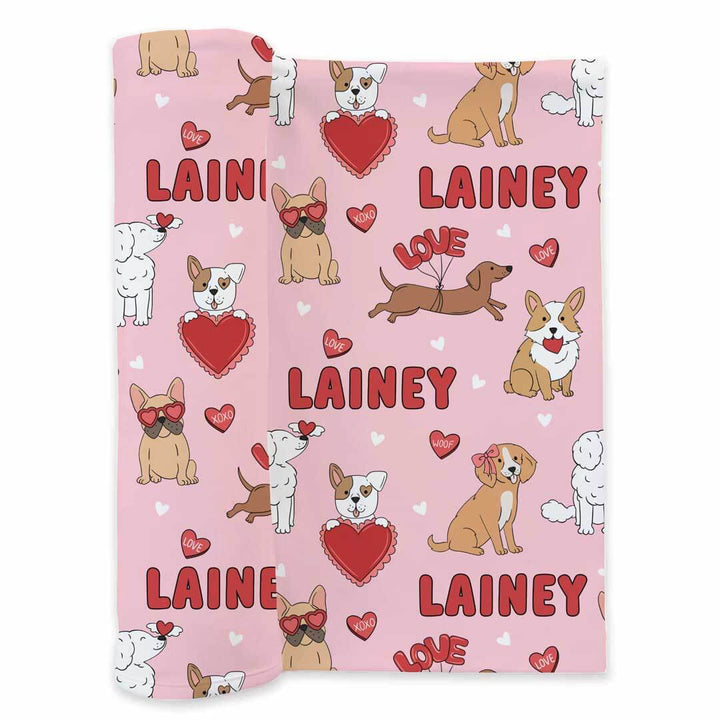 Pups & Kisses Personalized Swaddle Blanket