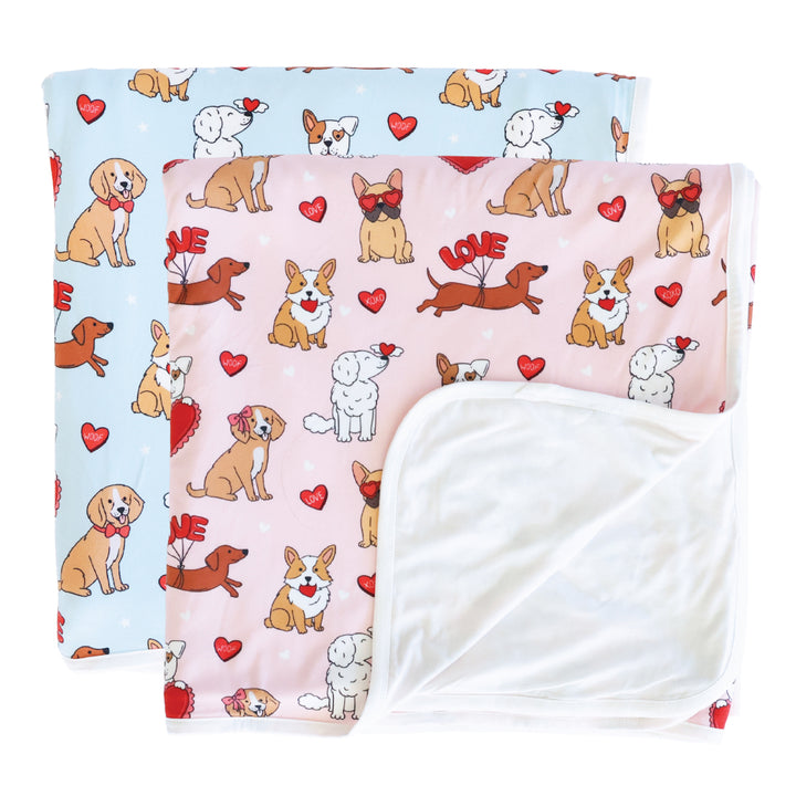 Pups & Kisses Double Sided Bamboo Blanket