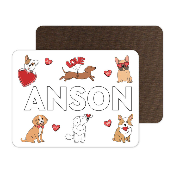 dog and heart whiteboard for kids personalized with name 