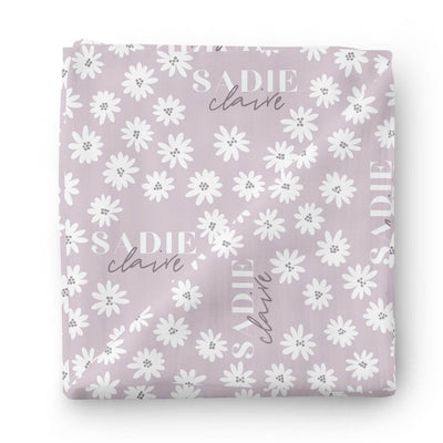 personalized swaddle purple with daisies