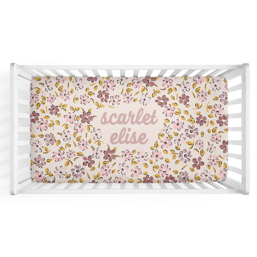 personalized floral crib sheet for babies 