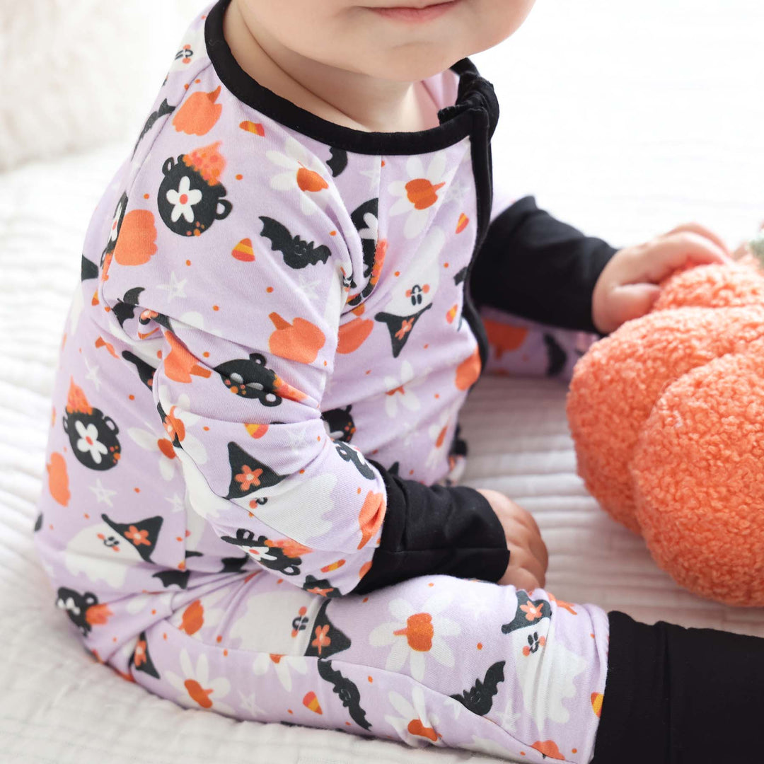 lilac zipper romper halloween pajamas 