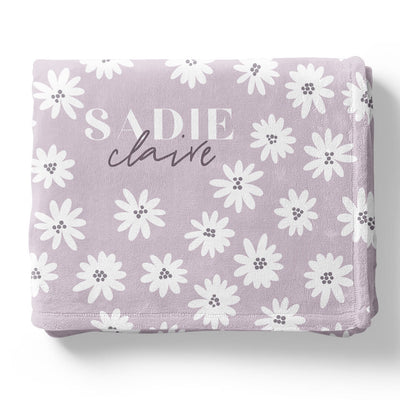 personalized toddler blanket purple with daisies