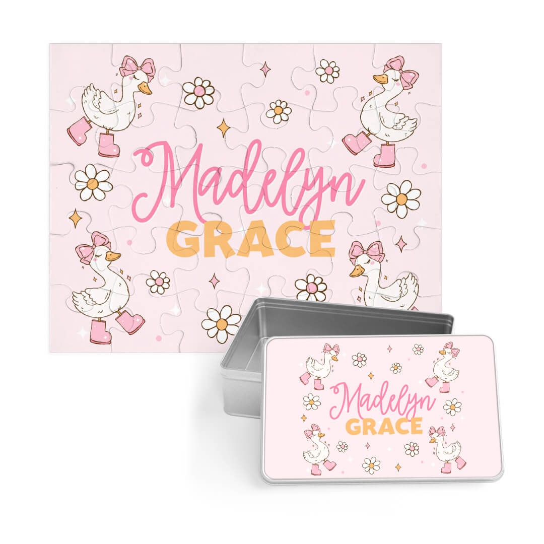 silly goose personalized puzzle for kids with matching tin 