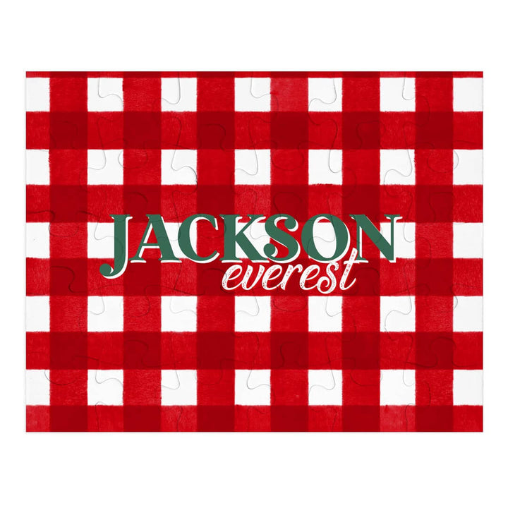 red and white check personalized puzzle for kids 