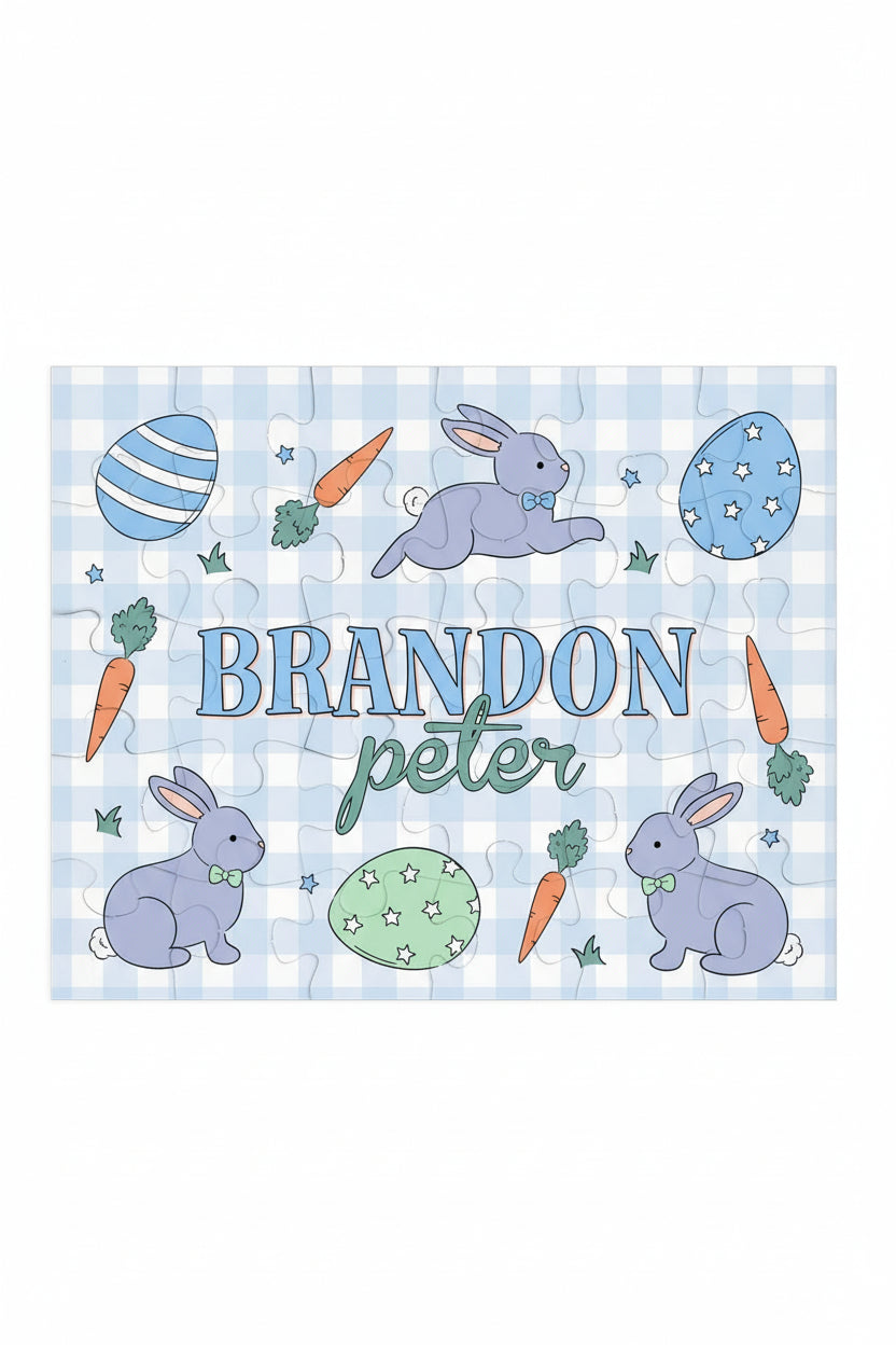 hoppy spring blue personalized puzzle for kids