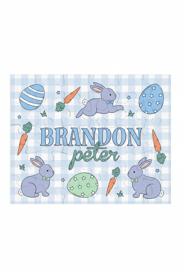 hoppy spring blue personalized puzzle for kids