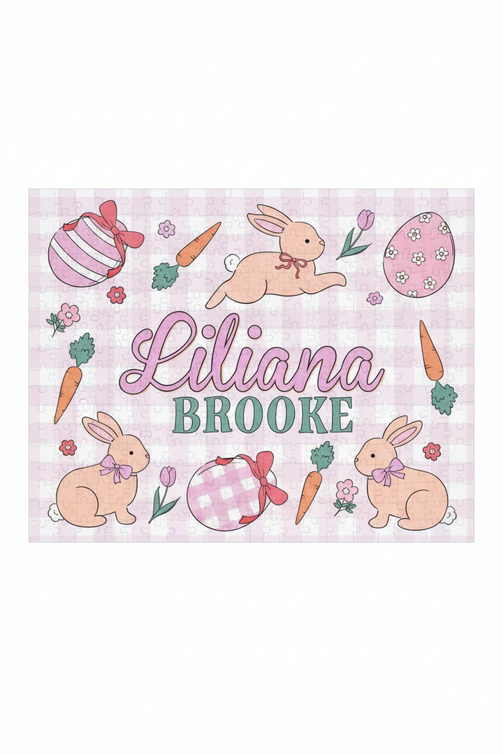 hoppy spring pink personalized puzzle for kids 