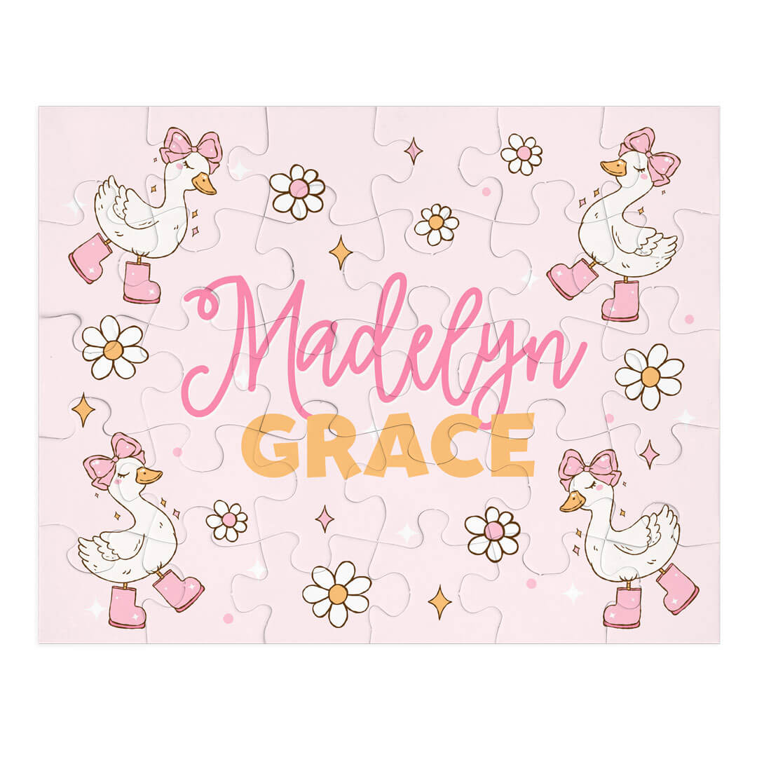 Kids Personalized 30 Piece Puzzle | Silly Goose Pink
