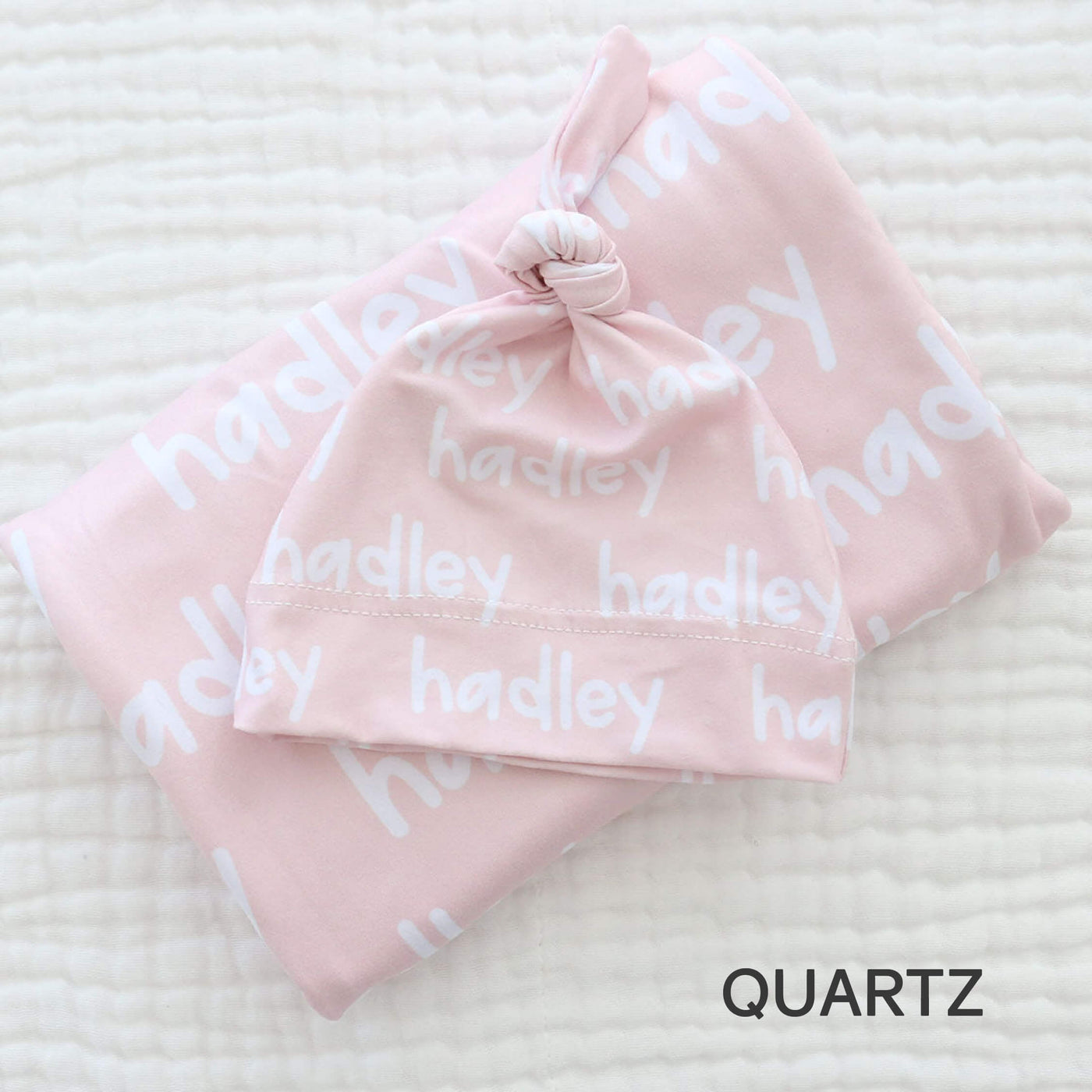 blush pink personalized swaddle 