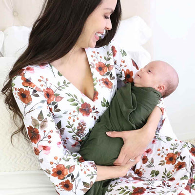 maternity robe rust floral