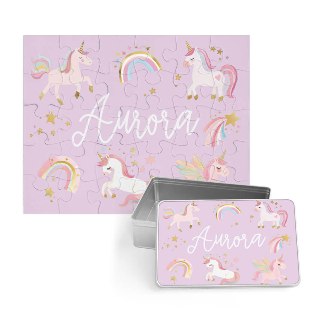 rainbow magic personalized kids puzzle with matching tin