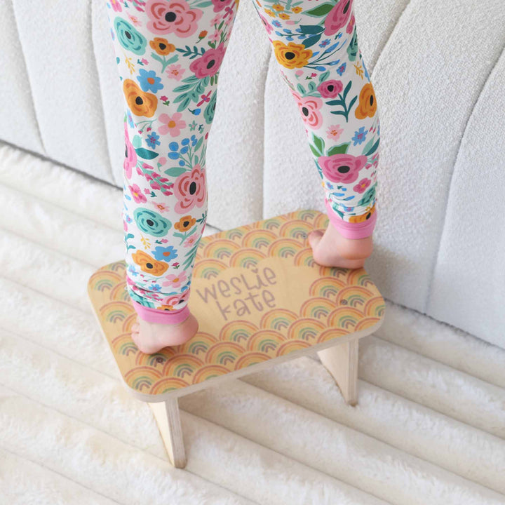 rainbow personalized step stool with name for kids