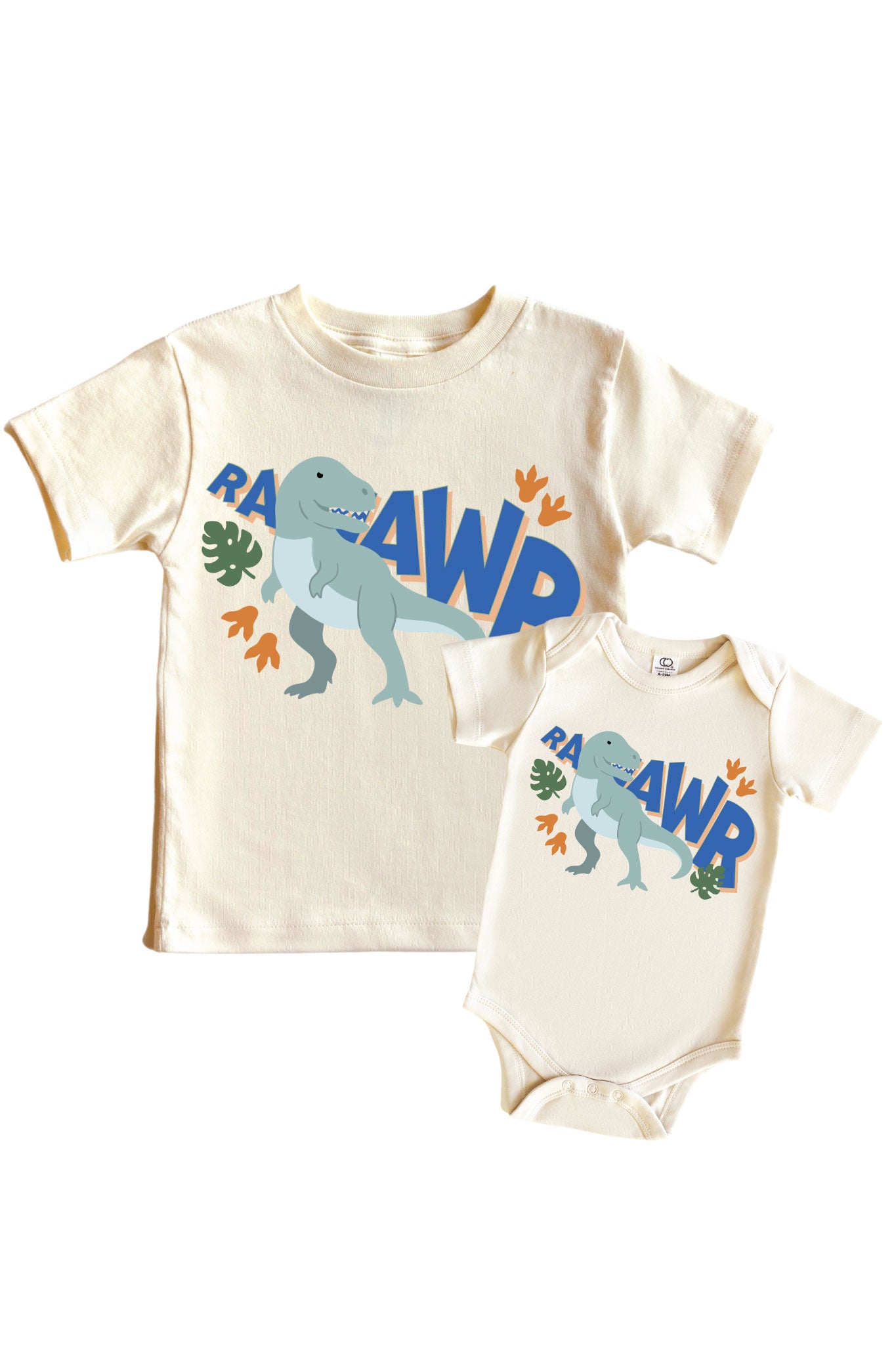 RAAWR Neutral Graphic Bodysuit & Kids Tee | Natural