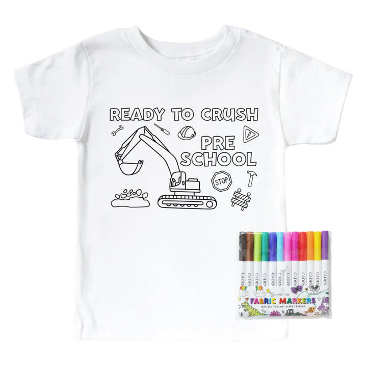 construction colorable kids graphic tee 