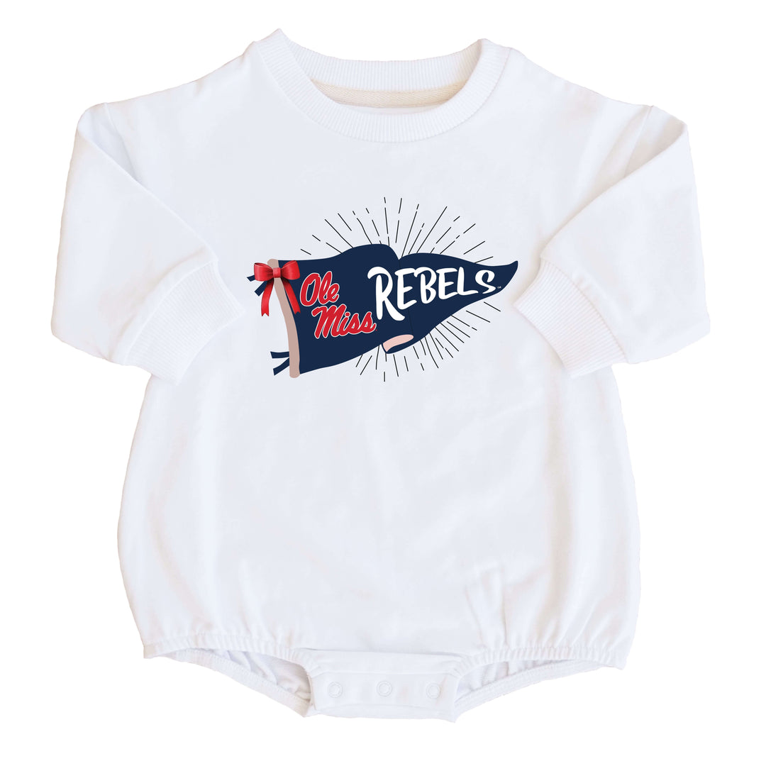 University of Mississippi | Footballs & Bows Graphic Sweatshirt Bubble Romper