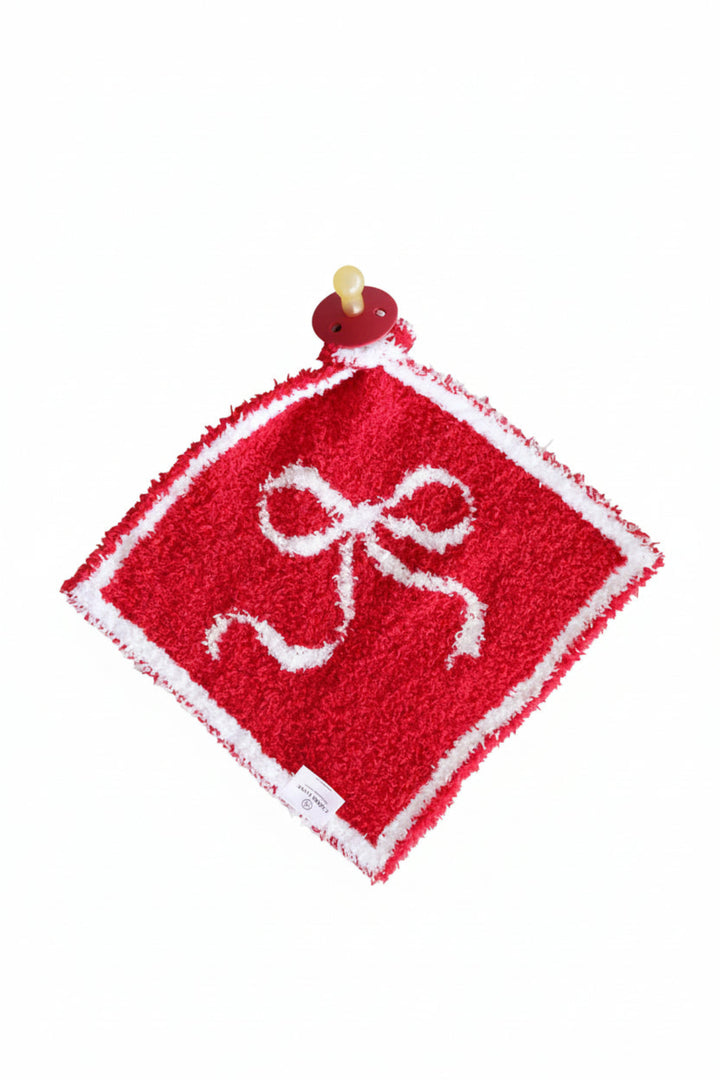 red lovey with white bow and white trim for christmas 