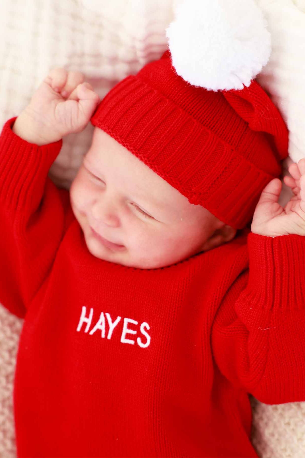 Baby Knit Pom Pom Beanie | Red