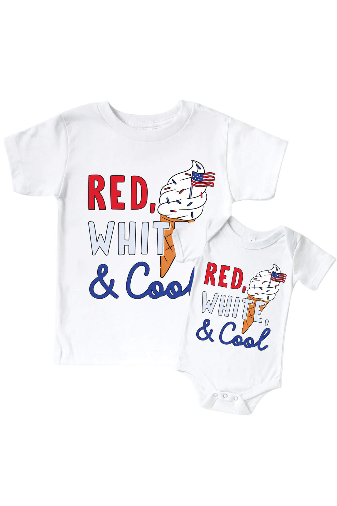 caden lane red white and cool 4th of july graphic bodysuit and kids tee - patriotic family matching set